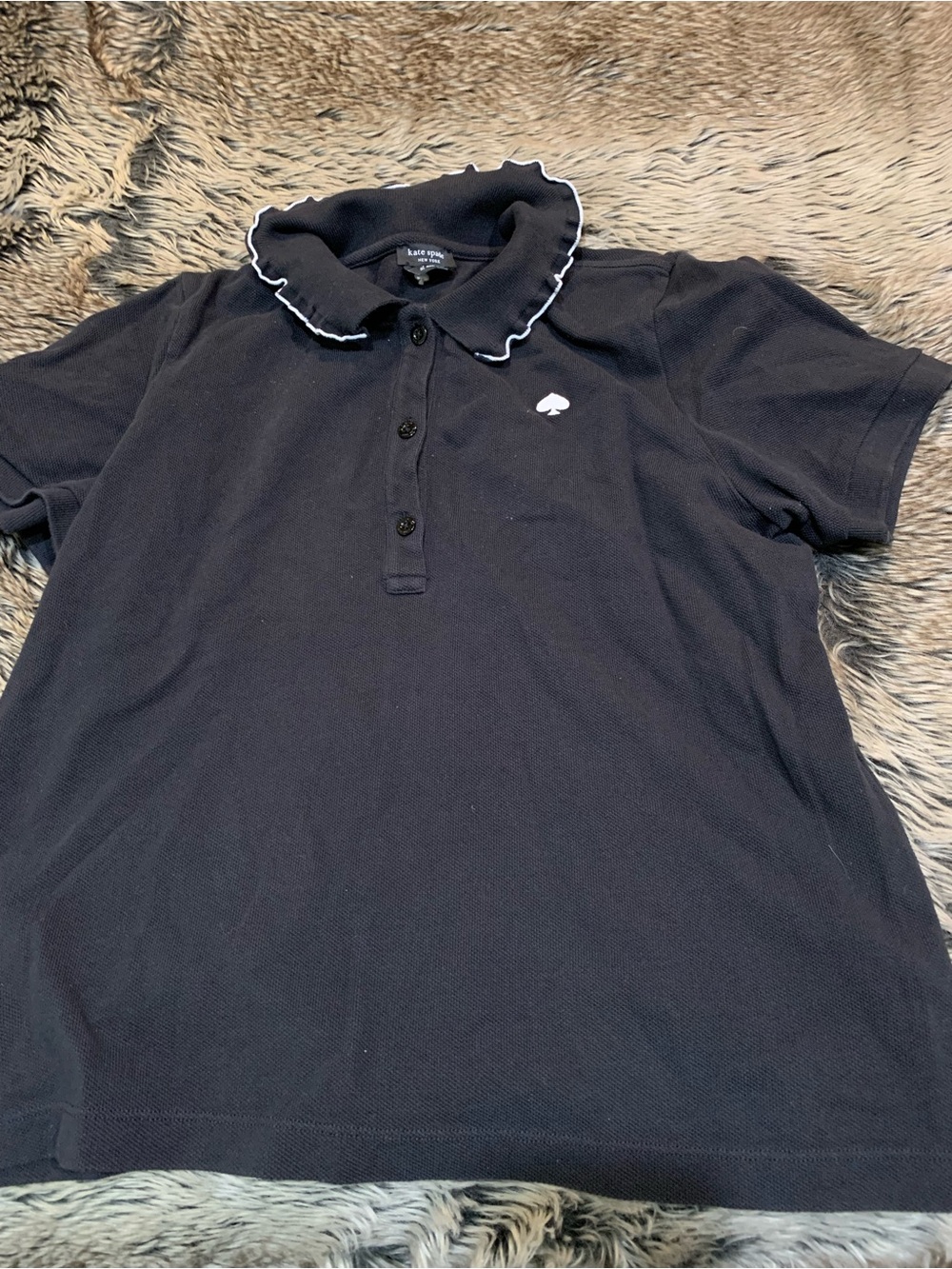 Kate Spade Ruffle Logo Polo Shirt
Black Size XL